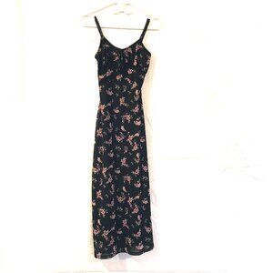 Wild Sky maxi dress women XS black/pink floral baby doll Y2K whimsigoth lace